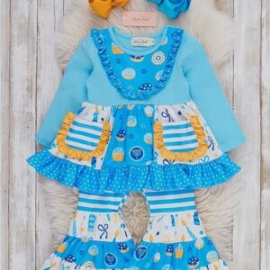 Charming Blue and Yellow Kids Matching Set